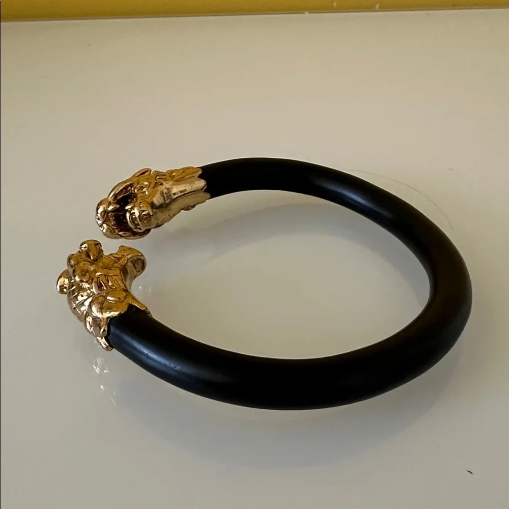 Black and Gold Bracelet with Lion Heads Unisex